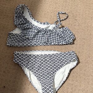 Vineyard Vines Navy and White Diamond Print Kids Bikini